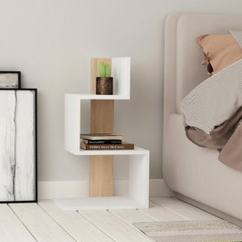 Hanah Home Rosie Mesa Auxiliar Blanco y Roble